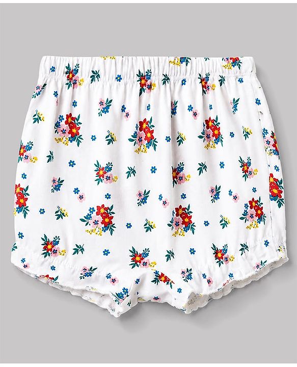 Babyhug 100% Cotton Single Jersey Knit Bloomers With Floral Print Pack of 3 - Multicolor