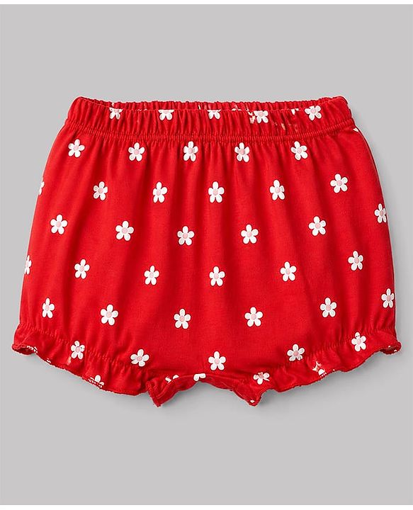 Babyhug 100% Cotton Single Jersey Knit Bloomers With Floral Print Pack of 3 - Multicolor