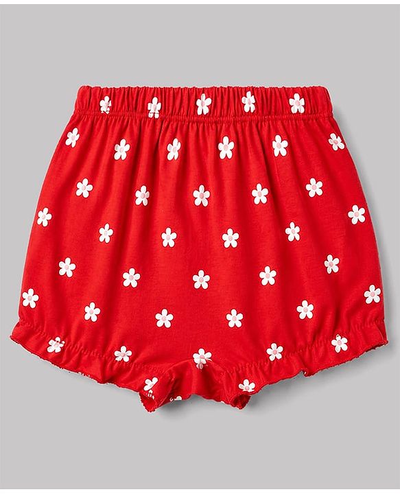 Babyhug 100% Cotton Single Jersey Knit Bloomers With Floral Print Pack of 3 - Multicolor