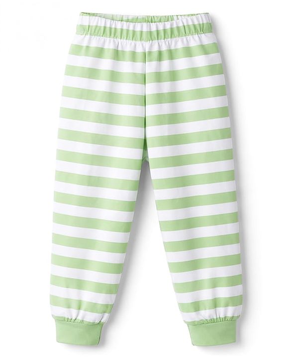 Babyhug Cotton Knit Full Sleeves T-Shirt & Striped Pyjama Night-Suit With Sleep & Koala Print - Green