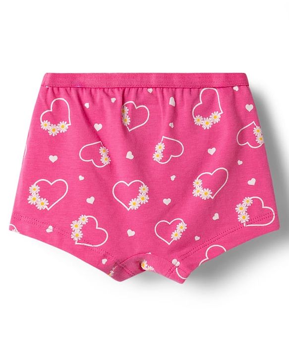 Babyhug 100% Cotton Single Jersey Knit Bloomers With Heart Print Pack of 3 - Multicolor