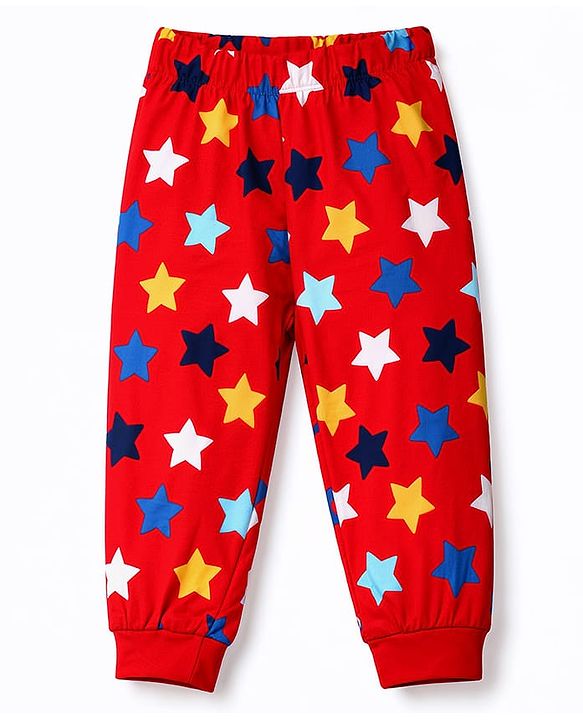 Babyhug Cotton Knit Half Sleeves T-Shirt & Pyjama Night Suit With Vehicle Print - Red