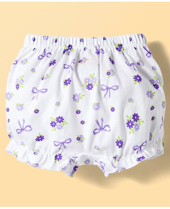 Babyhug 100% Cotton Knit Bloomers With Floral & Duck Print Pack of 3 - Multicolor