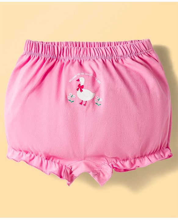 Babyhug 100% Cotton Knit Bloomers With Floral & Duck Print Pack of 3 - Multicolor