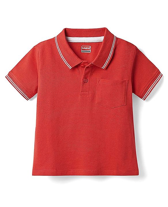 Babyhug Single Jersey Knit Half Sleeves T-Shirt & Dungaree Set with Safari Print - Red & Navy Blue