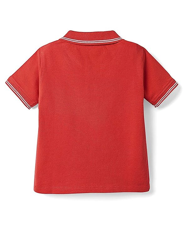 Babyhug Single Jersey Knit Half Sleeves T-Shirt & Dungaree Set with Safari Print - Red & Navy Blue