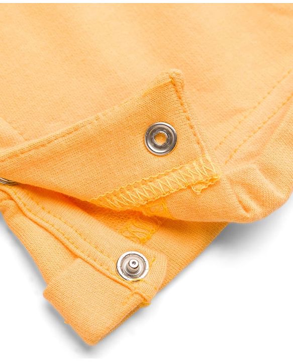 Babyhug Single Jersey Knit Half Sleeves T-Shirt & Dungaree Set with Tiger Print - Yellow & Navy Blue