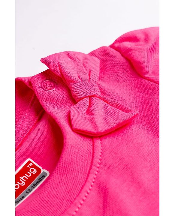 Babyhug 100% Cotton Knit Half Sleeves T-Shirt & Shorts Co-ord Night Suit With Heart Print - Pink