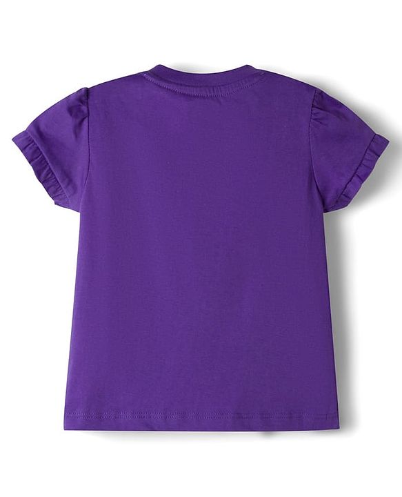 Babyhug Cotton Knit Half Sleeves Floral & Polka Dots Printed T-Shirt & Shorts Night Suit - Purple