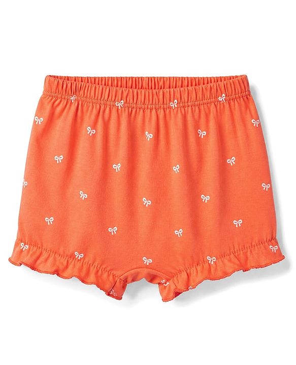 Babyhug 100% Cotton Knit Floral & Bear Printed Bloomers Pack of 3 - Peach Lilac & Orange