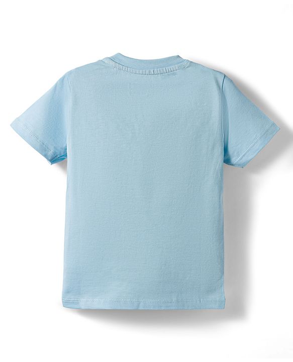 Babyhug Cotton Knit Half Sleeves T-Shirt & Shorts Night Suit With Teddy Bear Print - Light Blue