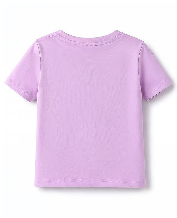 Babyhug Cotton Knit Half Sleeves Text Printed & Striped T-Shirt & Shorts Night Suit - Lavender
