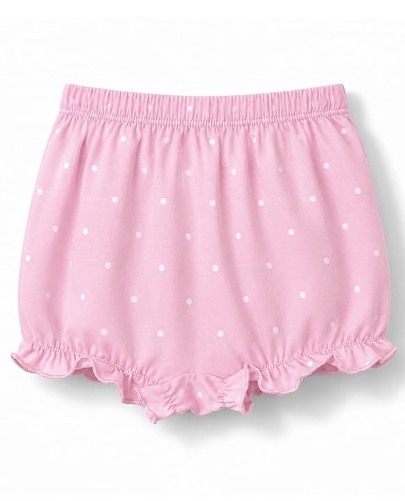 Babyhug 100% Cotton Knit Polka Dots Floral & Bunny Printed Bloomers Pack Of 3 - Pink Yellow & White