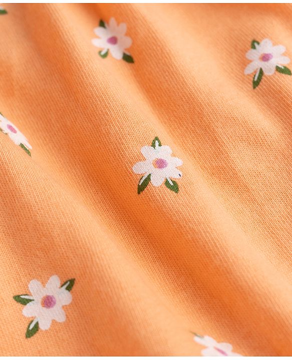 Babyhug 100% Cotton Knit Floral & Tropical Theme Printed Bloomers Pack Of 3 - Orange & White