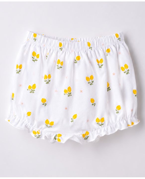 Babyhug 100% Cotton Knit Floral & Tropical Theme Printed Bloomers Pack Of 3 - Orange & White