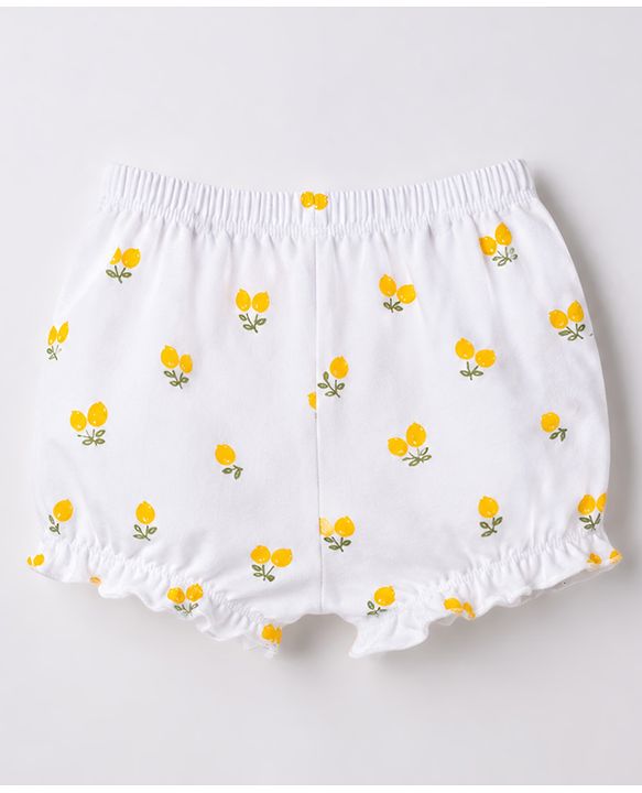 Babyhug 100% Cotton Knit Floral & Tropical Theme Printed Bloomers Pack Of 3 - Orange & White