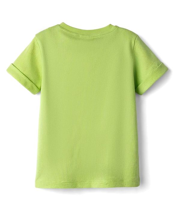 Babyhug Cotton Knit T-Shirts Half Sleeves Structured with Graphics Limegreen 6-9 Months