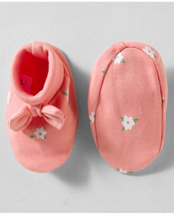 Babyhug 100% Cotton Interlock Knit Floral Printed Mittens & Booties- Multicolor