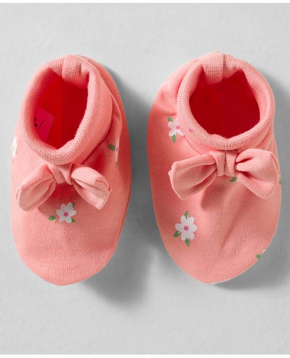 Babyhug 100% Cotton Interlock Knit Floral Printed Mittens & Booties- Multicolor