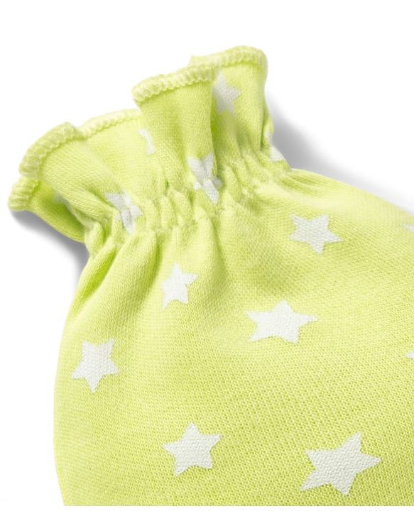 Babyhug 100% Cotton Knit Mittens & Booties With Star Print - Multicolor