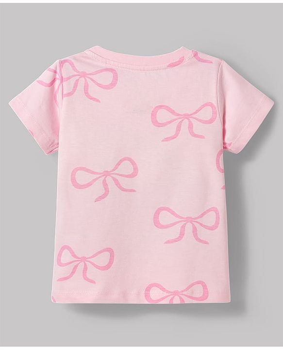 Babyhug Disney Single Jersey Knit Half Sleeves T-Shirt & Shorts Set with Marie Graphics - Pink
