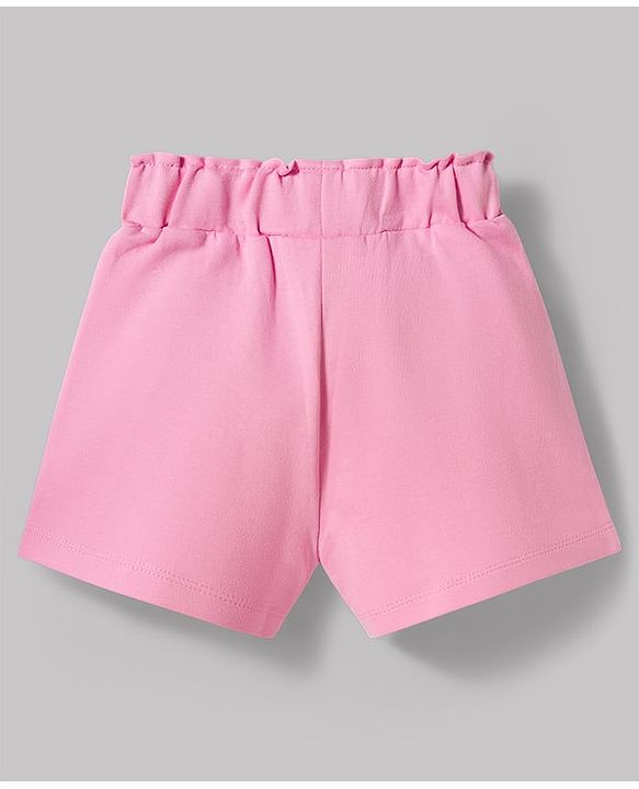 Babyhug Disney Single Jersey Knit Half Sleeves T-Shirt & Shorts Set with Marie Graphics - Pink
