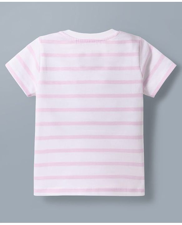 Babyhug Disney Cotton Knit T-Shirt Half Sleeve Round Neck Striped with Marie Graphics Multi Color 6-9 Months