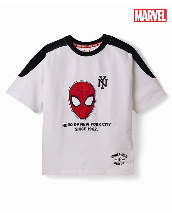 Pine Kids Marvel Cotton Knit T-Shirt Drop Shoulder Half Sleeve Spider-Man Graphics Multi Color 4-5 Years