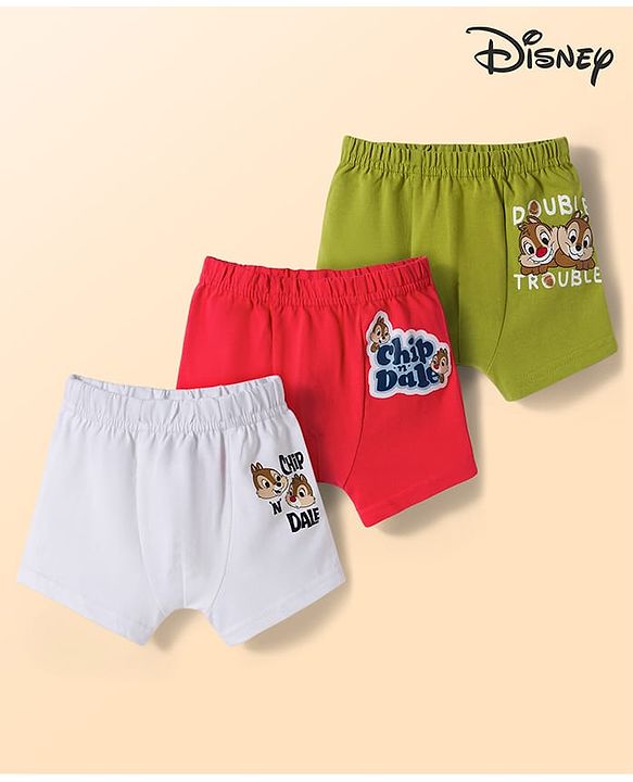 Babyhug Disney Single Jersey Knit Trunks with Chip n Dale Graphic Pack of 3 - Multicolor