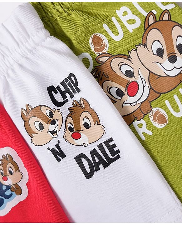 Babyhug Disney Single Jersey Knit Trunks with Chip n Dale Graphic Pack of 3 - Multicolor