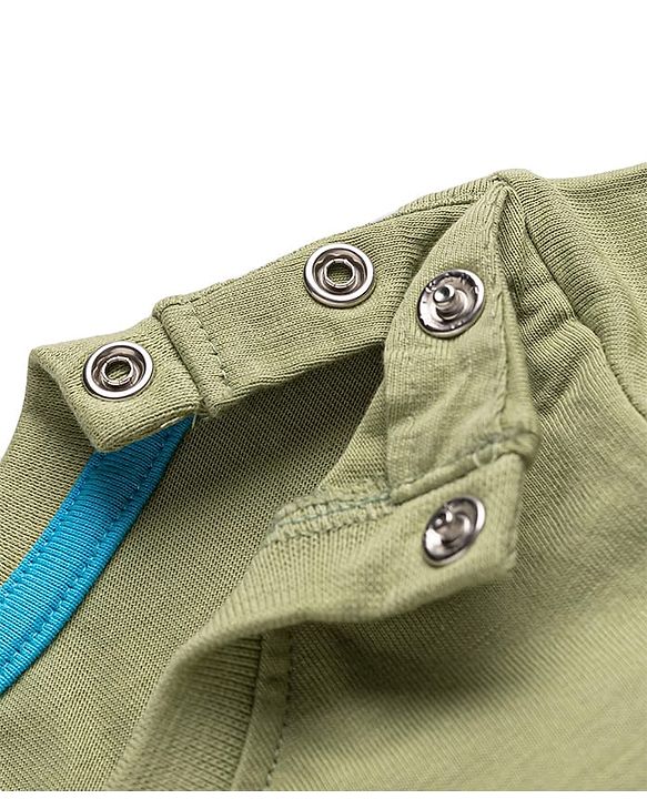 Babyhug 100% Cotton Knit Half Sleeves T-Shirt with Patch Detailing - Green