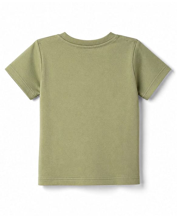 Babyhug 100% Cotton Knit Half Sleeves T-Shirt with Patch Detailing - Green