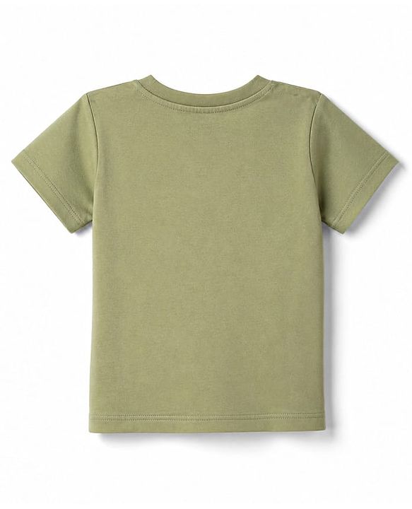 Babyhug 100% Cotton Knit Half Sleeves T-Shirt with Patch Detailing - Green