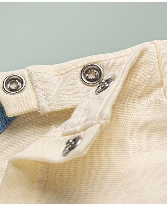 Babyhug 100% Cotton Knit Half Sleeves T-Shirt with Front and Back Travel Print - Cream