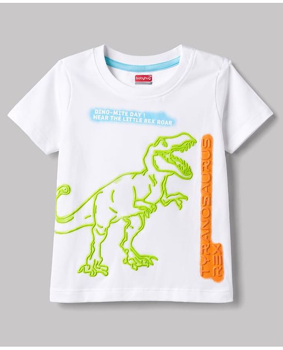Babyhug Cotton Knit T-Shirts Half Sleeves Puff Printed Graphics Multi Color 12-18 Months