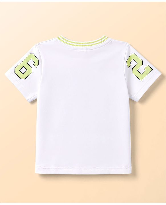 Babyhug 100% Cotton Knit Half Sleeves Text Printed T-Shirt - White