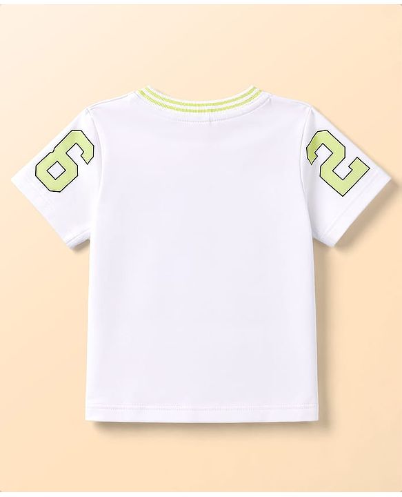 Babyhug 100% Cotton Knit Half Sleeves Text Printed T-Shirt - White
