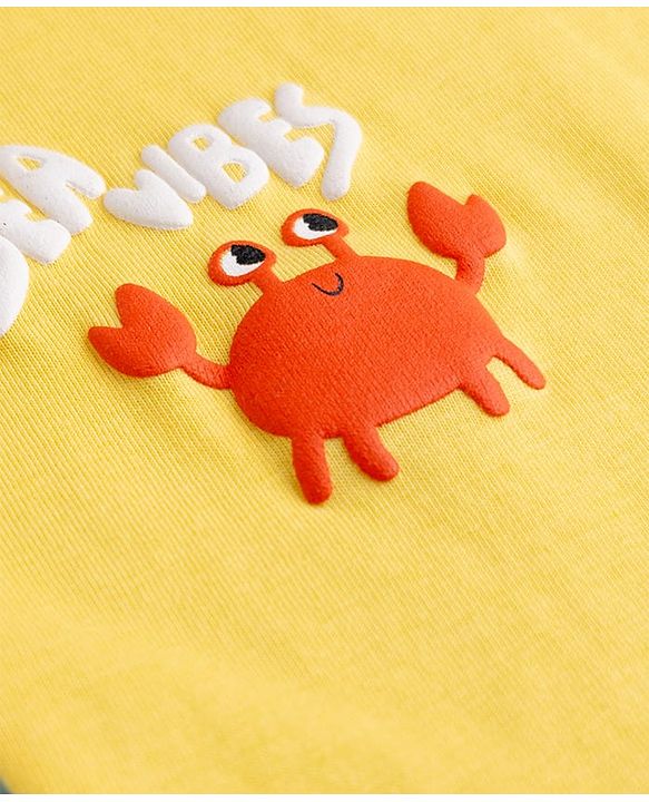 Babyhug Cotton Knit Half Sleeves T-Shirt With Beach Theme HD Print - Multicolor