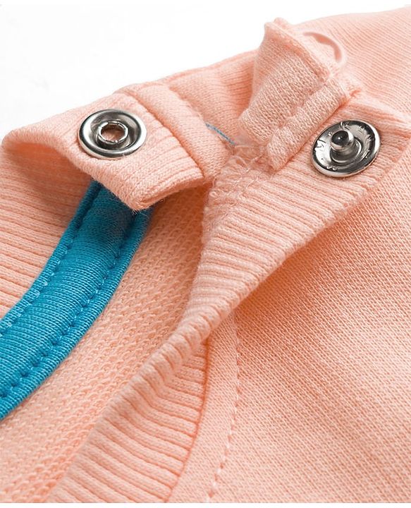 Babyhug 100% Cotton Knit Half Sleeves T-Shirt With Birds Print - Peach