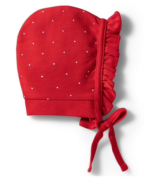 Babyhug 100% Cotton Interlock Knit Baby Caps With Floral Cherry & Polka Dots Print Pack of 2 Multicolor - Diameter 10.5 cm