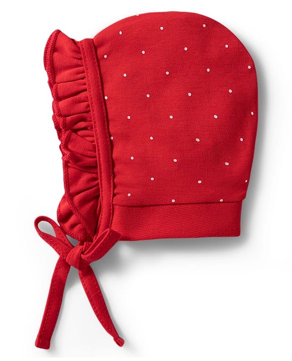 Babyhug 100% Cotton Interlock Knit Baby Caps With Floral Cherry & Polka Dots Print Pack of 2 Multicolor - Diameter 10.5 cm