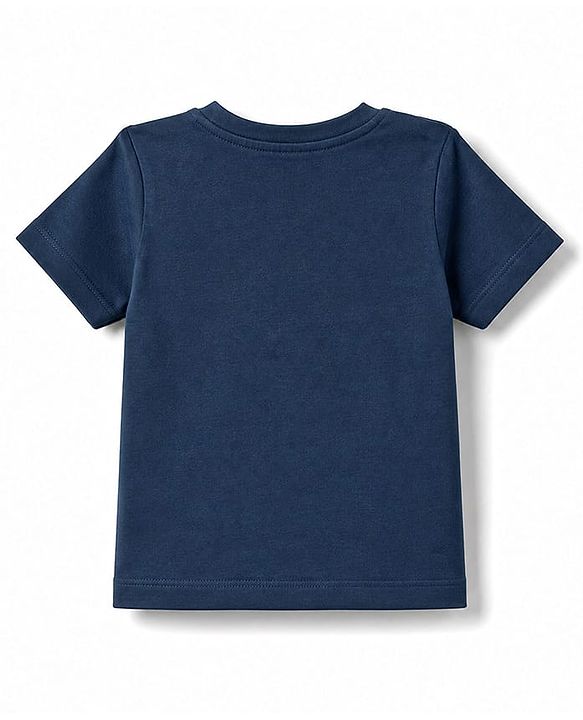 Babyhug 100% Cotton Knit Half Sleeves T-Shirt With New York Print - Navy Blue