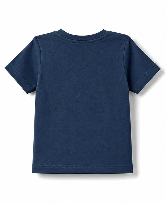 Babyhug 100% Cotton Knit Half Sleeves T-Shirt With New York Print - Navy Blue