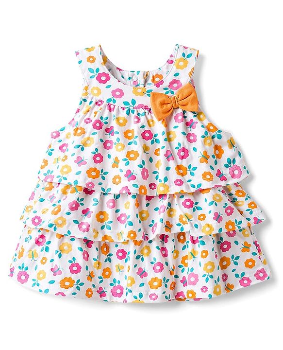 Babyhug Single Jersey Knit Sleeveless Top & Shorts Set With Floral Print - Multicolor