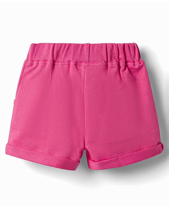 Babyhug Single Jersey Knit Sleeveless Top & Shorts Set with Heart Print & Bow Applique - Pink