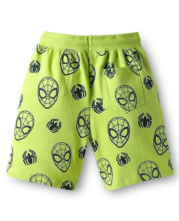 Pine Kids Marvel Single Jersey Knit Half Sleeves T-Shirt & Shorts Set with Spiderman Graphic - Green