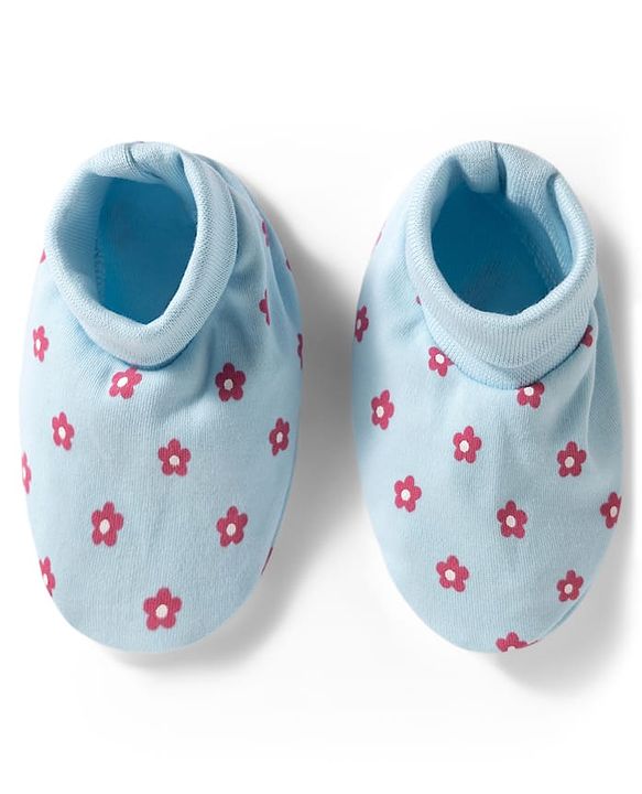 Babyhug 100% Cotton Interlock Knit Cap Mittens & Booties With Floral Print Multicolor - Diameter 10.5 cm