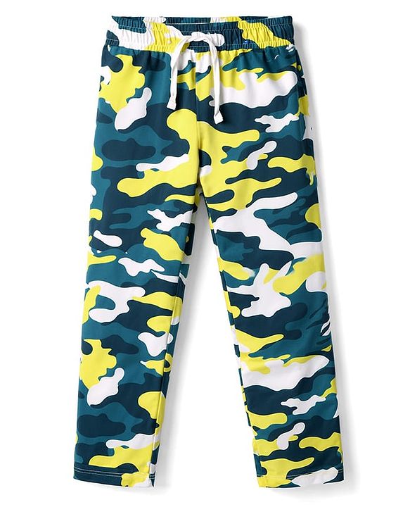 Pine Kids Cotton Knit Half Sleeves T-Shirt & Pyjama Co-ord Night Suit with Camouflage Print - White