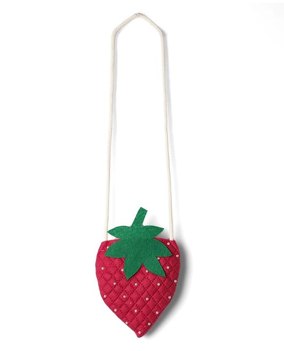 Babyhug 100% Cotton Woven Half Sleeves Strawberry Printed Frock With Bow Applique & Sling Bag - Yellow