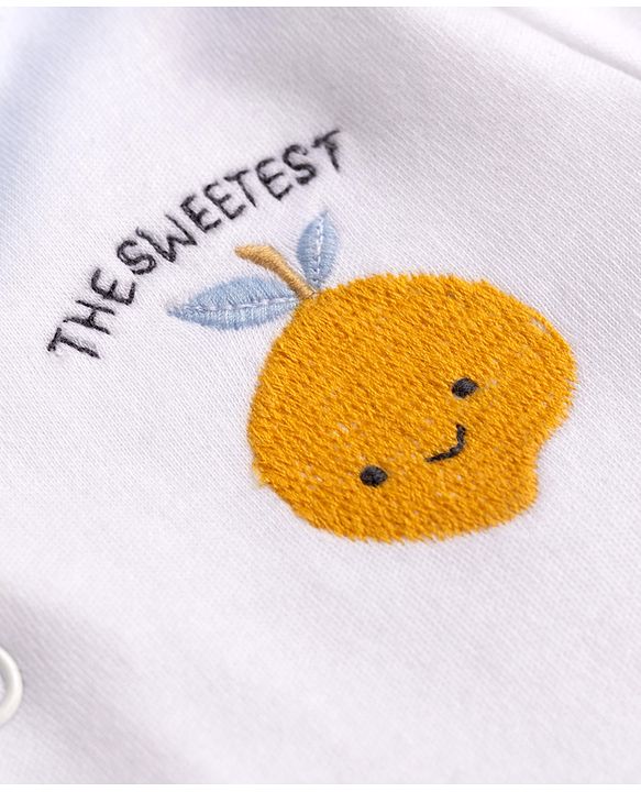 Babyhug 100% Cotton Knit Half Sleeves Tropical Theme Embroidered & Checked Romper - Light Blue